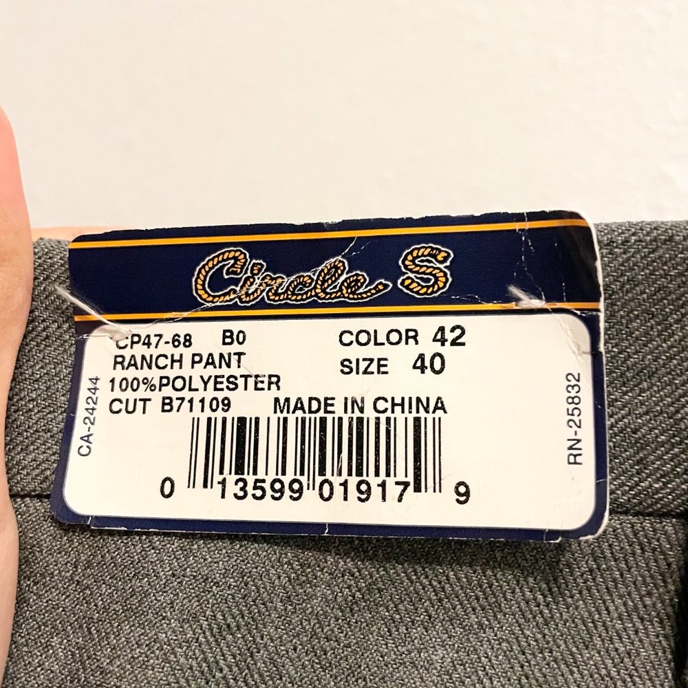 Circle S NWT Men's Vintage 80s Gray Pleated Western Dress Ranch Pants Size 40 - Picture 10 of 10